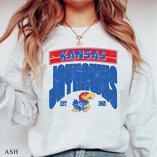 Vintage NCAA Kansas Jayhawks Logo Sweatshirt, Basketball Fan Shirt Hoodie - Image 2