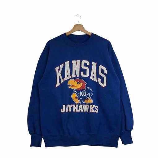 Vintage NCAA Kansas Jayhawks Mascot Sweatshirt, College Fan Gear