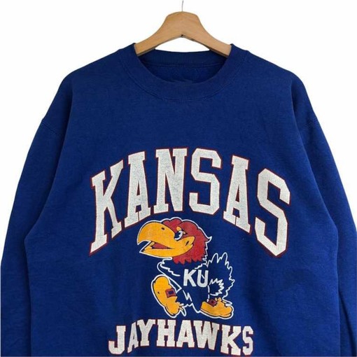 Vintage NCAA Kansas Jayhawks Mascot Sweatshirt, College Fan Gear - Image 2