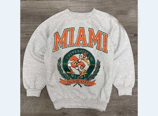 Vintage NCAA Miami Hurricanes Logo Sweatshirt - Unisex Shirt - ncaa shirts for men