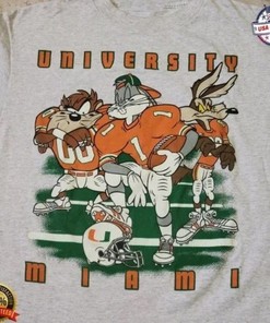 Vintage NCAA Miami Hurricanes Looney Tunes Football Tee - University of Miami Shirt, NCAA Shirt - ncaa shirts for women