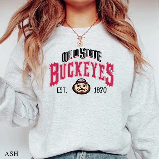 Vintage NCAA Ohio State Buckeyes EST. 1870 Unisex Sweater Hoodie with American University Shirt Option - Image 2