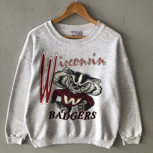 Vintage NCAA Shirt: Y2K CS Tag University of Wisconsin Badgers Biglogo Printed Crewneck Sweatshirt, Hoodie, T-Shirt