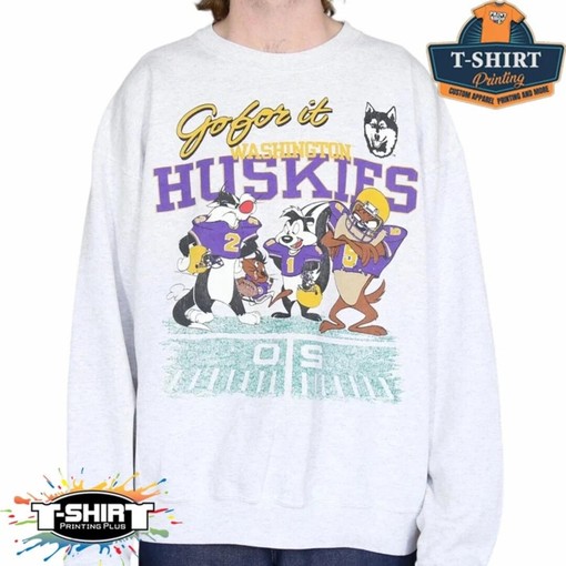 Vintage NCAA Washington Huskies Looney Tunes Sweatshirt - Best For Fans Who Love Unique Designs