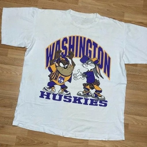 Vintage NCAA Washington Huskies Looney Tunes T-Shirt, University of Washington, Classic College Shirts
