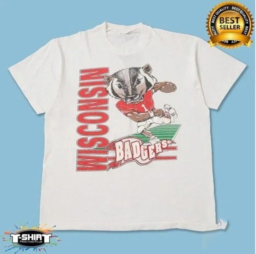 Vintage NCAA Wisconsin Badgers Mascot Shirt, A Perfect College Apparel for Fans