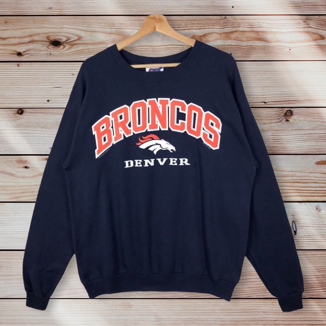 Vintage NFL Denver Broncos Crew Neck Sweatshirt with Mirror Unisex Clothing