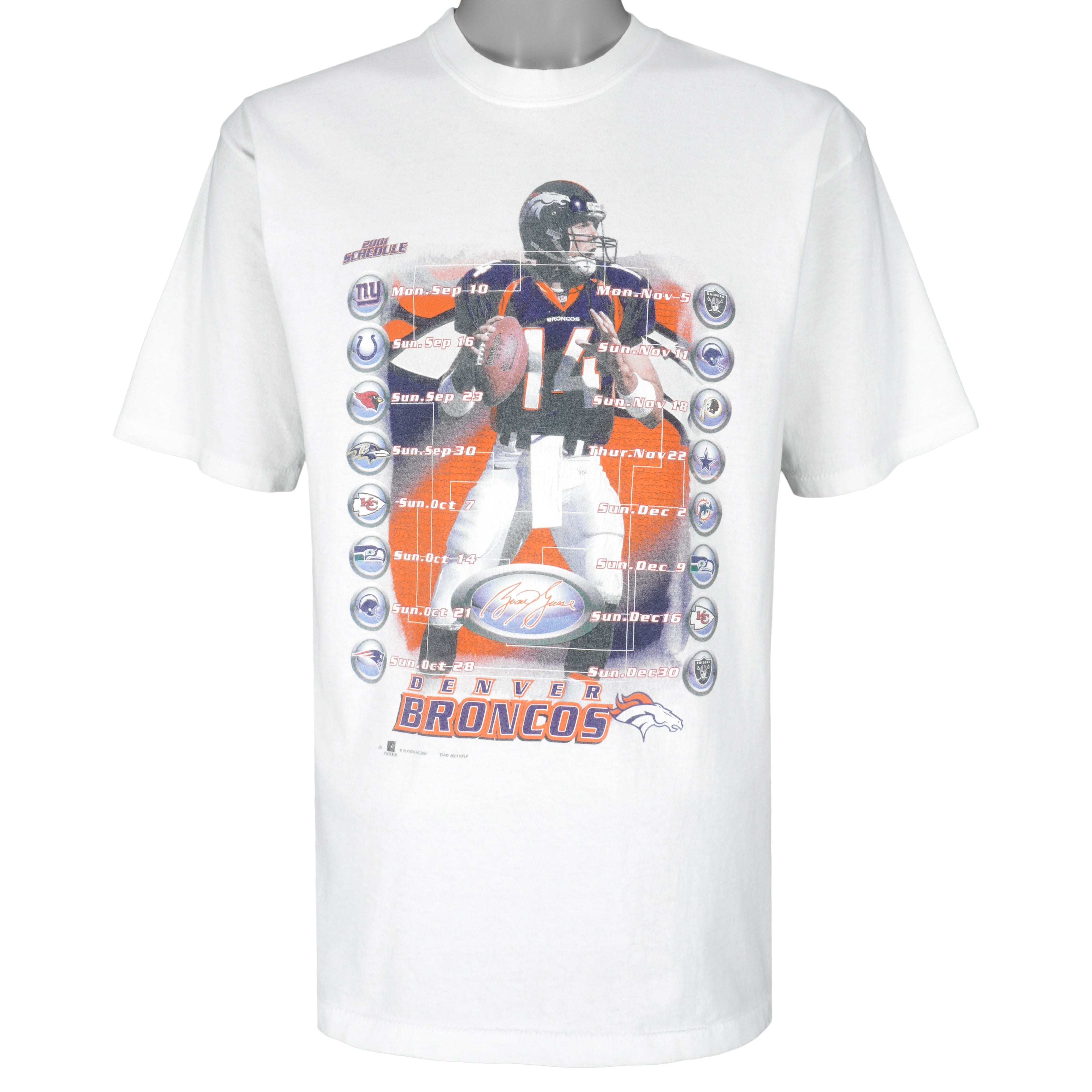 Vintage NFL Denver Broncos Game Schedule T-Shirt