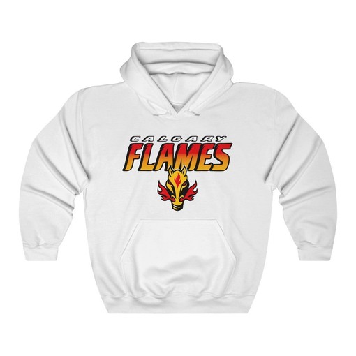 Vintage NHL Calgary Flames Heavyweight Pullover Hoodie Sweatshirt - Must-have for Fans - Image 3
