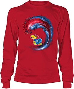 Vintage Ncaa Shirts: Kansas Jayhawks Shirt with Wave Design, Great Gifts For Fans