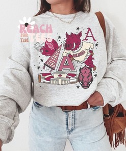 Vintage Oversized Arkansas Razorbacks Sweatshirt - NCAA Shirts for Women, American University Shirt