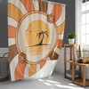 Vintage Palm Trees Fabric Shower Curtain and Mat, Tropical Retro Bathroom Decor