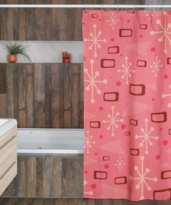 Vintage Pink Mid Century Modern Inspired Shower Curtain - Romantic and Stylish Addition to Your Bathroom Decor