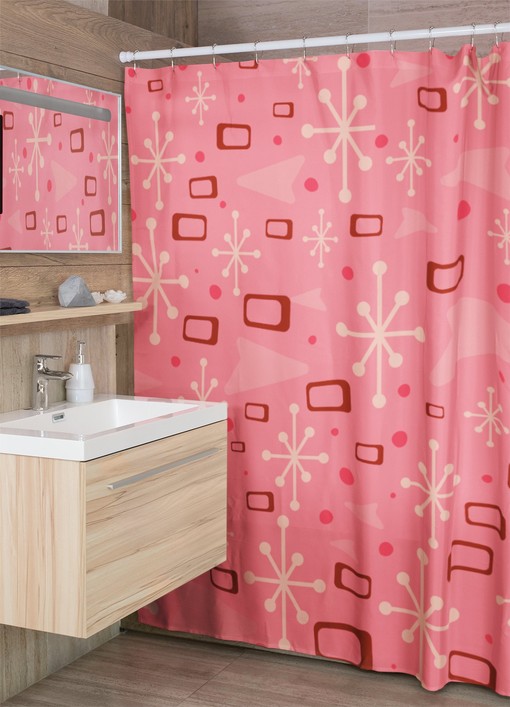 Vintage Pink Mid Century Modern Inspired Shower Curtain - Romantic and Stylish Addition to Your Bathroom Decor - Image 3