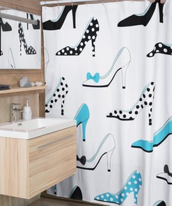 Vintage Polka Dot Shower Curtain, Retro Feminine Bathroom Accessory