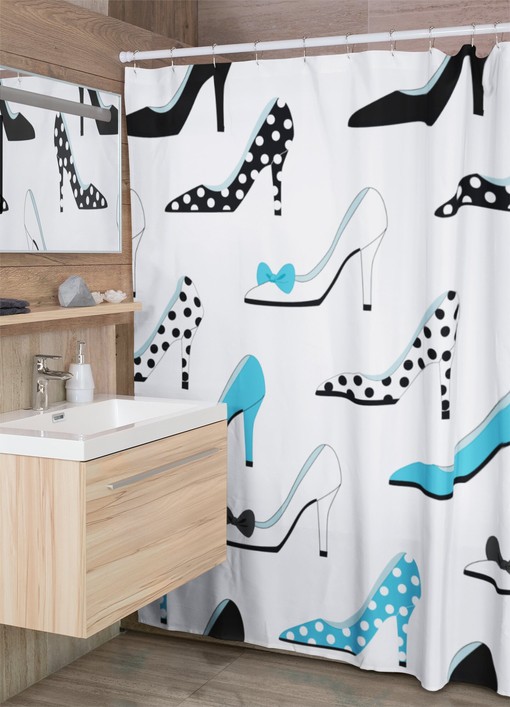 Vintage Polka Dot Shower Curtain, Retro Feminine Bathroom Accessory