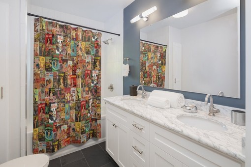 Vintage Pulp Novel Montage Shower Curtain | Disney Blanket Design | Vintage Bathroom Shower Curtains - Image 2