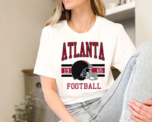 Vintage Retro Atlanta Football Shirt for NFL Fans with NCAA Shirts for Women - Image 3