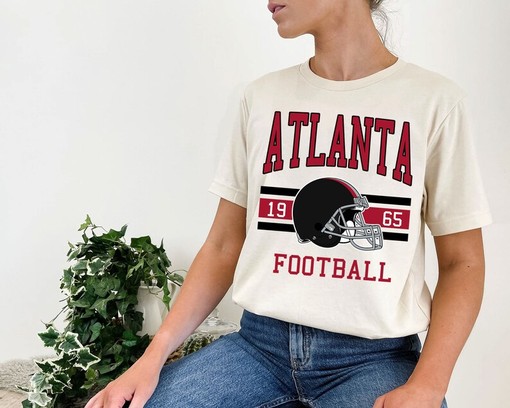 Vintage Retro Atlanta Football Shirt for NFL Fans with NCAA Shirts for Women - Image 4