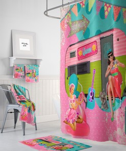 Vintage Retro Camper Shower Curtain | Queen of Vintage Camper Bath Decor | Vintage Bathroom