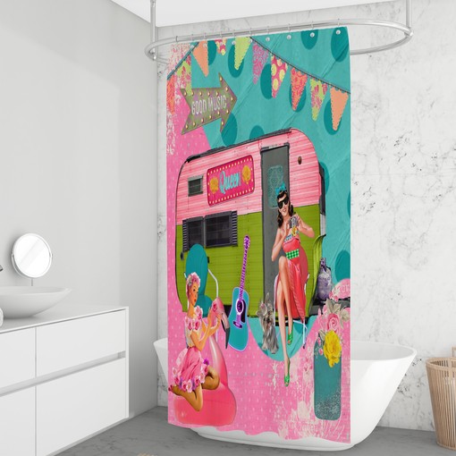Vintage Retro Camper Shower Curtain | Queen of Vintage Camper Bath Decor | Vintage Bathroom - Image 2