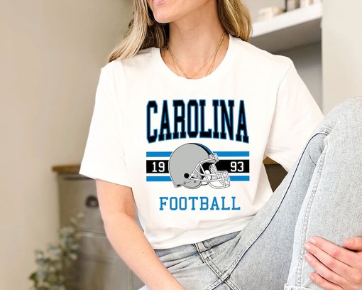Vintage Retro Carolina Football Shirt for NFL Fans with Sport Shirts Girls - Image 3