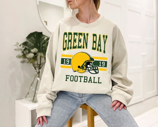 Vintage Retro Green Bay Football Sweatshirt with Sport Shirts Girls and Boys