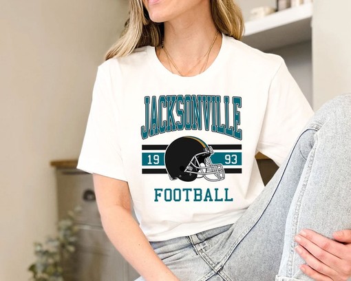 Vintage Retro Jacksonville Football Shirt for NFL Fans with Sport Shirts Girls - Image 3