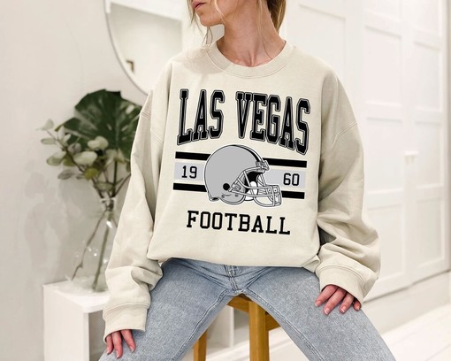 Vintage Retro Las Vegas Football Crewneck Sweatshirt Hoodie Shirt for NFL Fans with NCAA Shirts for Men and Women