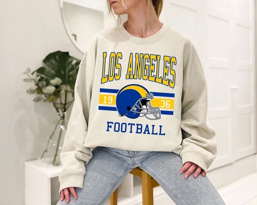 Vintage Retro Los Angeles Football Crewneck Sweatshirt Hoodie Shirt for NFL Fans with American University Shirt