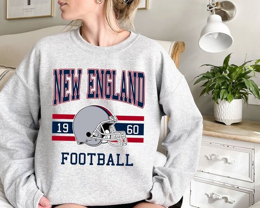 Vintage Retro New England Football Crewneck Sweatshirt, AFC Fan Shirt, NFL Shirt with NCAA Shirts for Men - Image 2