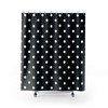 Vintage Rockabilly Black and White Dots Shower Curtain for Retro Bathroom Decor
