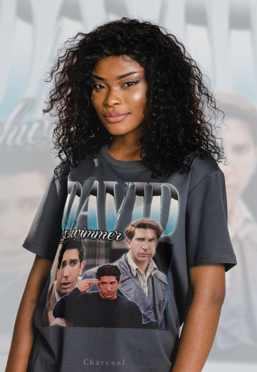 Vintage Ross Geller Tee showcasing David Schwimmer as Ross Geller, Courteney Cox as Monica Geller, Lisa Kudrow