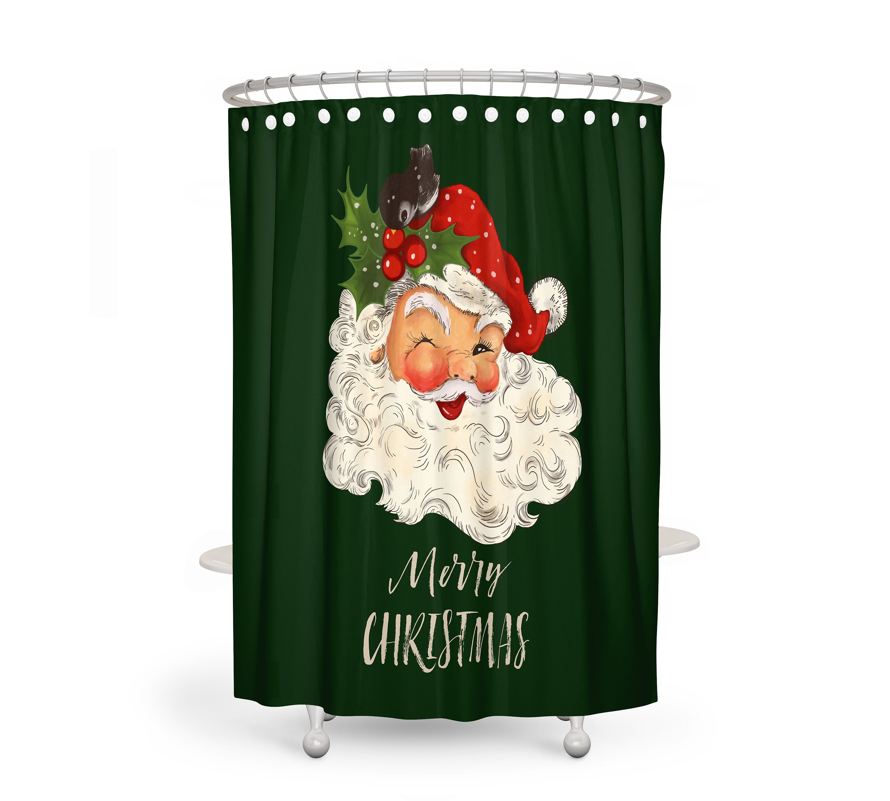 Vintage Santa Disney Shower Curtain for a Classic Christmas Decor - Image 2