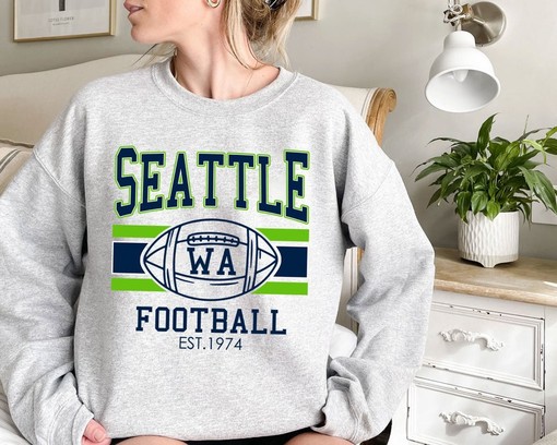 Vintage Seattle Football Sweatshirt, Perfect for NFL Fans - Image 2