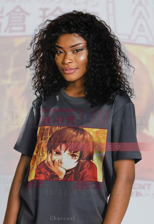 Vintage Serial Experiments LAIN Tshirt, Cyberpunk Homage Anime Tee for Men, Retro 90s Lain Fan Shirt