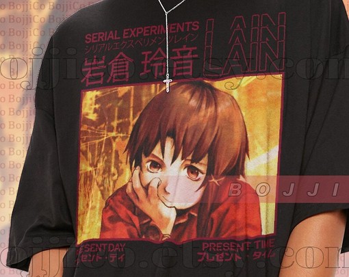 Vintage Serial Experiments LAIN Tshirt, Cyberpunk Homage Anime Tee for Men, Retro 90s Lain Fan Shirt - Image 2