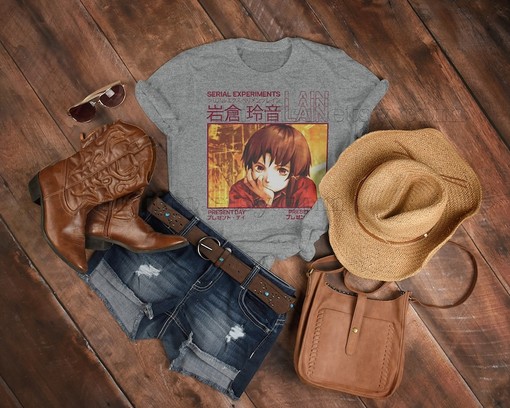 Vintage Serial Experiments LAIN Tshirt, Cyberpunk Homage Anime Tee for Men, Retro 90s Lain Fan Shirt - Image 3