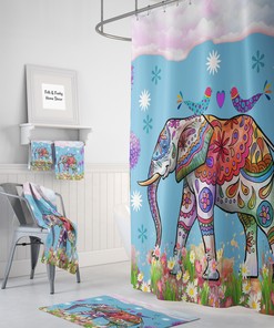 Vintage Shower Curtains Elephant Shower Curtain in Boho Indie Bathroom Decor