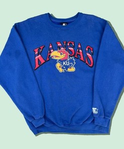Vintage Starter Kansas Jayhawks Sweatshirt with Retro Ncaa Shirts, Great for NCAA Shirts Fans
