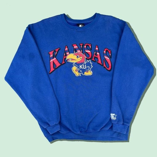 Vintage Starter Kansas Jayhawks Sweatshirt with Retro Ncaa Shirts, Great for NCAA Shirts Fans