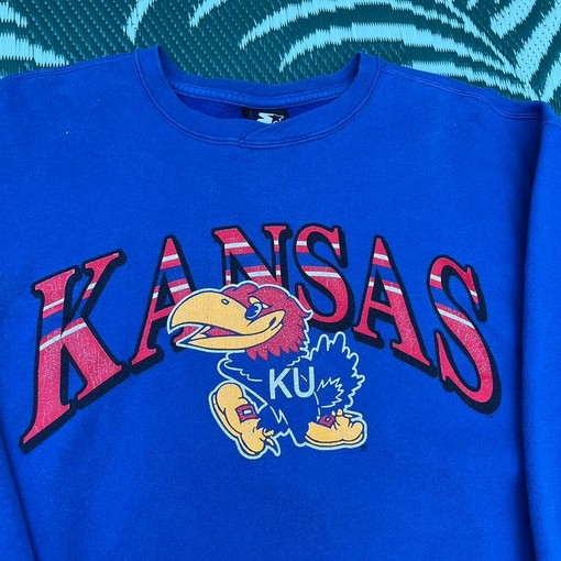 Vintage Starter Kansas Jayhawks Sweatshirt with Retro Ncaa Shirts, Great for NCAA Shirts Fans - Image 2