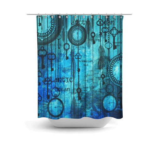Vintage Steampunk Nautical Ocean Map Shower Curtain Set with Bath Set - Image 2