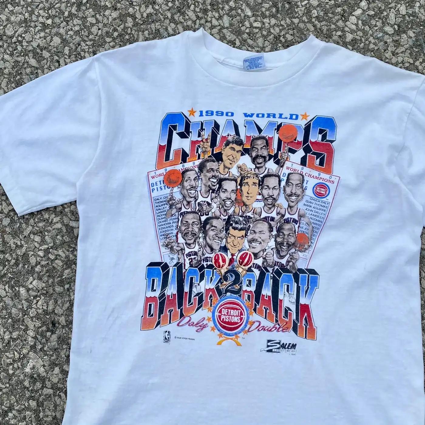 Vintage Style 1990 Detroit Pistons World Champions Sweatshirt Pullover Hoodie for Fans