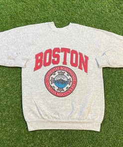 Vintage Style 1990s Boston University Crewneck Sweatshirt and Tee - Great Gift for BU Fans