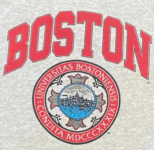 Vintage Style 1990s Boston University Crewneck Sweatshirt and Tee - Great Gift for BU Fans - Image 2