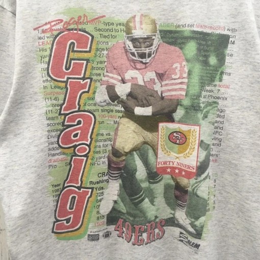 Vintage Style 49ers NFL 1990 Roger Craig Sweatshirt T-Shirt, NFL Football Teams Gifts For Fans, with vintage NCAA shirts - Image 2