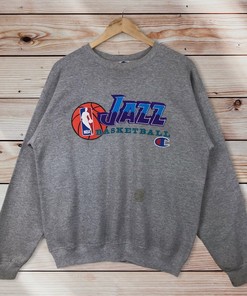 Vintage Style 90S Champion Utah Jazz Basketball Crewneck Sweatshirt - Utah Jazz Basketball Sweater Pullover, NBA Fans