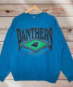 Vintage Style 90S Logo 7 NFL Carolina Panthers Crewneck Sweatshirt - Perfect for Fans