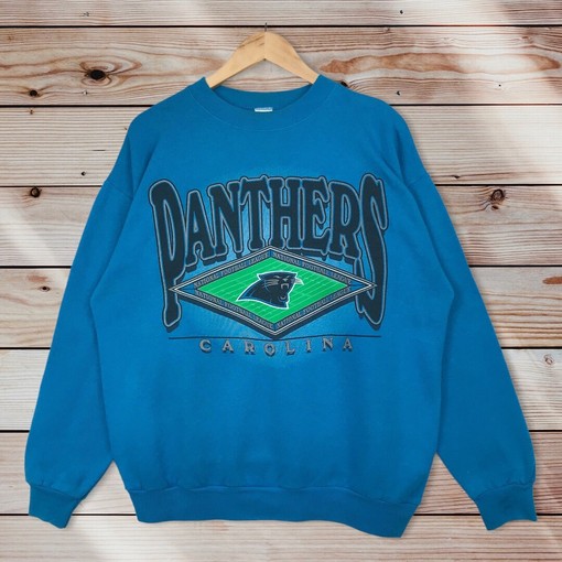 Vintage Style 90S Logo 7 NFL Carolina Panthers Crewneck Sweatshirt - Perfect for Fans